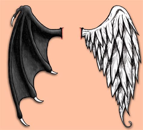 demon and angel drawing|angel and devil wings drawing.